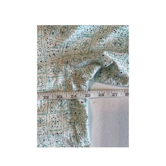 L.L. Bean Printed Aqua Blue White Short Sleeve Button Up Shirt Size Large 100% C - Picture 5 of 7